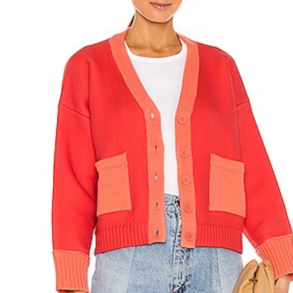JoosTricot Coral Knitted Crop Cardigan Sweater Size S